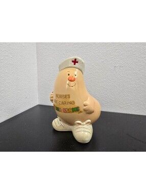 Vintage Enesco Human Beans Nurse Ceramic Figurine 1980s